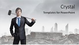  Presentation with youth leadership greenboard young - PPT theme having young determined businessman breaking wall background and a  colored foreground