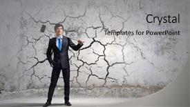  Presentation with wall - Beautiful PPT layouts featuring young determined businessman breaking wall backdrop and a light gray colored foreground
