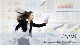  Presentation with strong wind - Slides featuring young determined businesswoman walking against strong wind background and a lemonade colored foreground