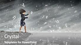  Presentation with strong wind - Amazing slide set having young determined businesswoman walking against strong wind backdrop and a gray colored foreground