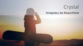  Presentation with snowboard - Theme featuring young-deushka-snowboarder background and a light gray colored foreground