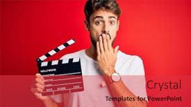  Presentation with red movie - Audience pleasing slide deck consisting of young-director-man-with-beard backdrop and a red colored foreground