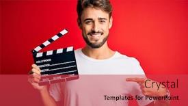  Presentation with red movie - Presentation theme consisting of young-director-man-with-beard background and a red colored foreground