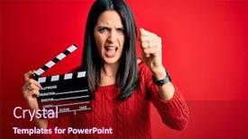  Presentation with red movie - Amazing presentation design having young-director-woman-with-blue backdrop and a wine colored foreground