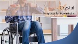  Presentation with food - PPT theme with young-disabled-husband-preparing-food background and a soft green colored foreground