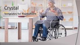  Presentation with food - Slides consisting of young disabled husband preparing food background and a  colored foreground