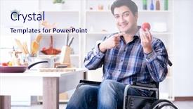  Presentation with food - Amazing presentation design having young disabled husband preparing food backdrop and a  colored foreground