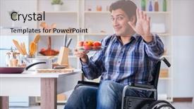  Presentation with recovery - Colorful PPT layouts enhanced with young disabled husband preparing food backdrop and a  colored foreground