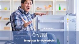  Presentation with man door - Slide deck with young-disabled-injured-man-opening background and a ocean colored foreground