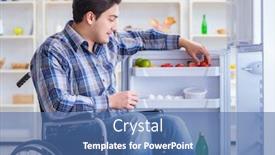  Presentation with man door - Colorful theme enhanced with young-disabled-injured-man-opening backdrop and a ocean colored foreground