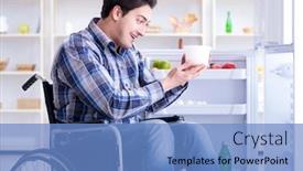  Presentation with man door - Theme enhanced with young-disabled-injured-man-opening background and a teal colored foreground