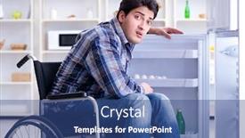  Presentation with man door - Presentation featuring young-disabled-injured-man-opening background and a ocean colored foreground