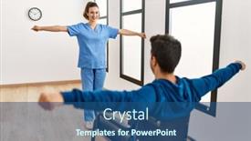  Presentation with exercise - Presentation theme having young-disabled-man-making-mobility background and a ocean colored foreground