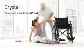  Presentation with disabled people - Slides enhanced with young disabled woman with senior background and a white colored foreground