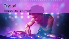  Presentation with stage lights - Beautiful PPT layouts featuring young-disc-jockey-mixing-music backdrop and a lilac colored foreground
