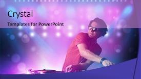  Presentation with stage lights - PPT layouts with young-disc-jockey-mixing-music background and a lavender colored foreground