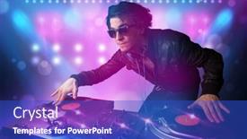  Presentation with stage lights - Cool new presentation with young-disc-jockey-mixing-music backdrop and a cobalt blue colored foreground