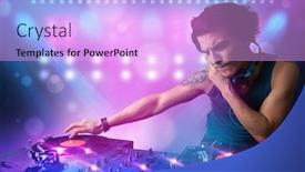 Presentation with stage lights - Amazing presentation having young-disc-jockey-mixing-music backdrop and a lavender colored foreground