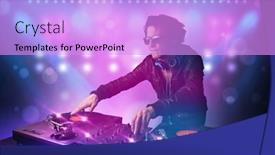  Presentation with stage lights - Colorful theme enhanced with young-disc-jockey-mixing-music backdrop and a lilac colored foreground