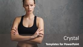  Presentation with sports wear - Slides enhanced with young-displeased-woman-in-sports background and a dark gray colored foreground