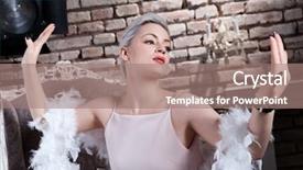  Presentation with pastel feather ink - Cool new slides with young diva posing in feather backdrop and a coral colored foreground