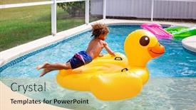  Presentation with swimming pool - Presentation enhanced with young-diverse-little-boy-jumping background and a  colored foreground