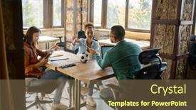  Presentation with coworking - Presentation design having young-diverse-multiethnic-team-discussing background and a tawny brown colored foreground