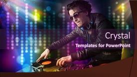  Presentation with disco - Audience pleasing PPT theme consisting of young dj playing songs in a disco with light show backdrop and a wine colored foreground