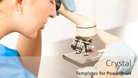  Presentation with microscope - Presentation theme consisting of young-doctor-assistant-working background and a lemonade colored foreground