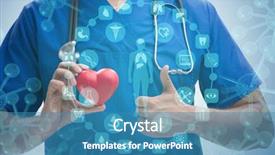  Presentation with telehealth - Cool new presentation theme with young doctor cardiologist in telehealth backdrop and a  colored foreground