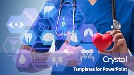  Presentation with telehealth - Amazing slide set having young doctor cardiologist in telehealth backdrop and a  colored foreground