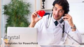  Presentation with cardiologist - Beautiful slide set featuring young doctor cardiologist working in the clinic backdrop and a lemonade colored foreground