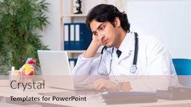  Presentation with cardiologist - Slides featuring young doctor cardiologist working in the clinic background and a lemonade colored foreground