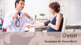  Presentation with pregnant woman cleaning - PPT layouts enhanced with checking pregnant woman's blood background and a soft green colored foreground