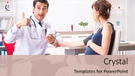  Presentation with blood pressure - Beautiful presentation theme featuring checking pregnant woman's blood backdrop and a soft green colored foreground