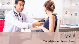  Presentation with blood pressure - Slides having checking pregnant woman's blood background and a soft green colored foreground