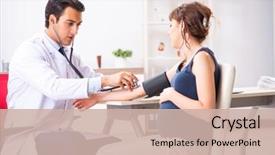  Presentation with blood pressure - Amazing PPT layouts having checking pregnant woman's blood backdrop and a soft green colored foreground