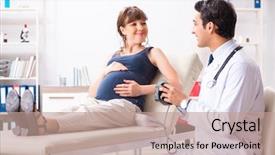 Presentation with pregnant woman doctor - PPT layouts with checking pregnant woman's blood background and a coral colored foreground