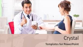  Presentation with pregnant woman doctor - Colorful PPT theme enhanced with checking pregnant woman's blood backdrop and a lemonade colored foreground