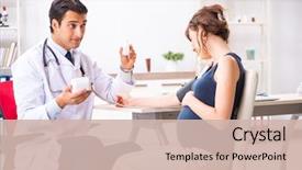  Presentation with blood pressure - Beautiful slide set featuring checking pregnant woman's blood backdrop and a soft green colored foreground