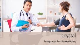  Presentation with pregnant woman in hospital - Audience pleasing theme consisting of checking pregnant woman's blood backdrop and a lemonade colored foreground