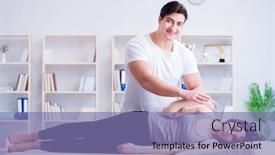  Presentation with chiropractor - Beautiful theme featuring young-doctor-chiropractor-massaging-female backdrop and a coral colored foreground