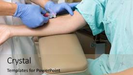  Presentation with room - Theme having young doctor drawing blood background and a coral colored foreground