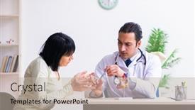  Presentation with old young - PPT theme with young-doctor-examining-senior-old background and a mint green colored foreground