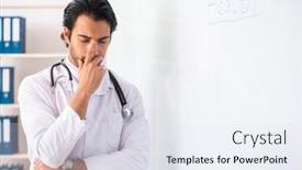  Presentation with whiteboard - Cool new PPT layouts with young doctor in front of whiteboard backdrop and a sky blue colored foreground