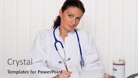  Presentation with surgery - Slide deck enhanced with young-doctor-in-her-surgery background and a light gray colored foreground