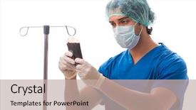  Presentation with infusion - Audience pleasing presentation consisting of young doctor in infusion concept backdrop and a mint green colored foreground