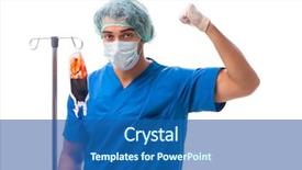  Presentation with infusion - Beautiful presentation theme featuring young doctor in infusion concept backdrop and a ocean colored foreground