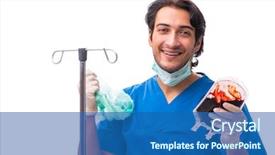  Presentation with infusion - Presentation design consisting of young doctor in infusion concept background and a ocean colored foreground