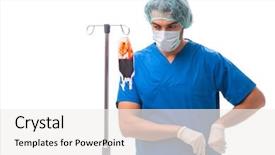  Presentation with infusion - Presentation enhanced with young doctor in infusion concept background and a white colored foreground